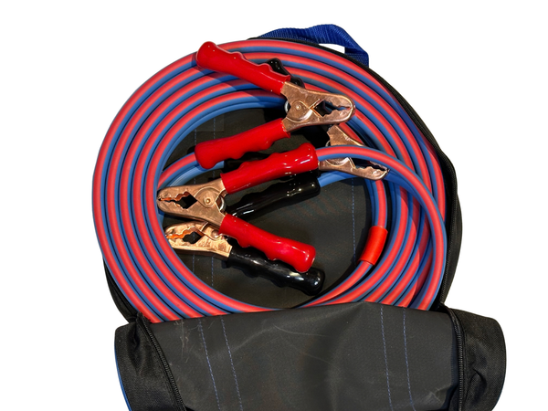 Nicely cold jumper, cables inside of a carrying case rated for arctic environments