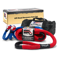 Bubba rope 7/8 inch diameter recovery gear set showing carry case to soft shackles and kinetic rope with “patriot“ red white and blue theme color picture on a white background