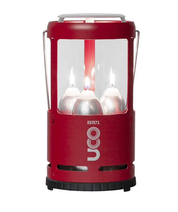 Red lantern with flames on a transparent background