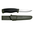 Morakniv knife with black handle and sheath on a white background