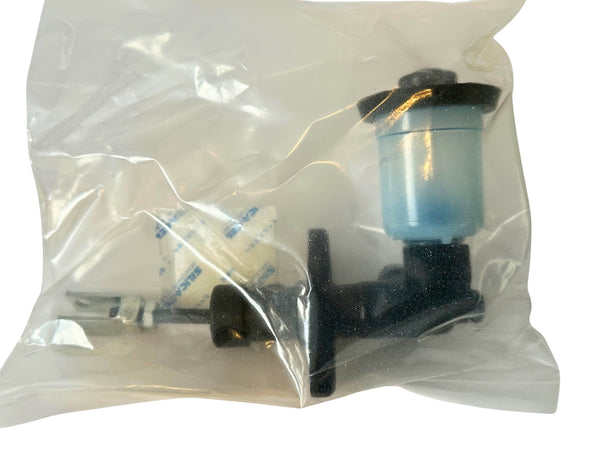 Mechanical parts in a clear plastic bag on a white background