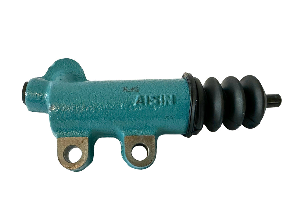 Teal mechanical component with 'Aisin' branding on a white background