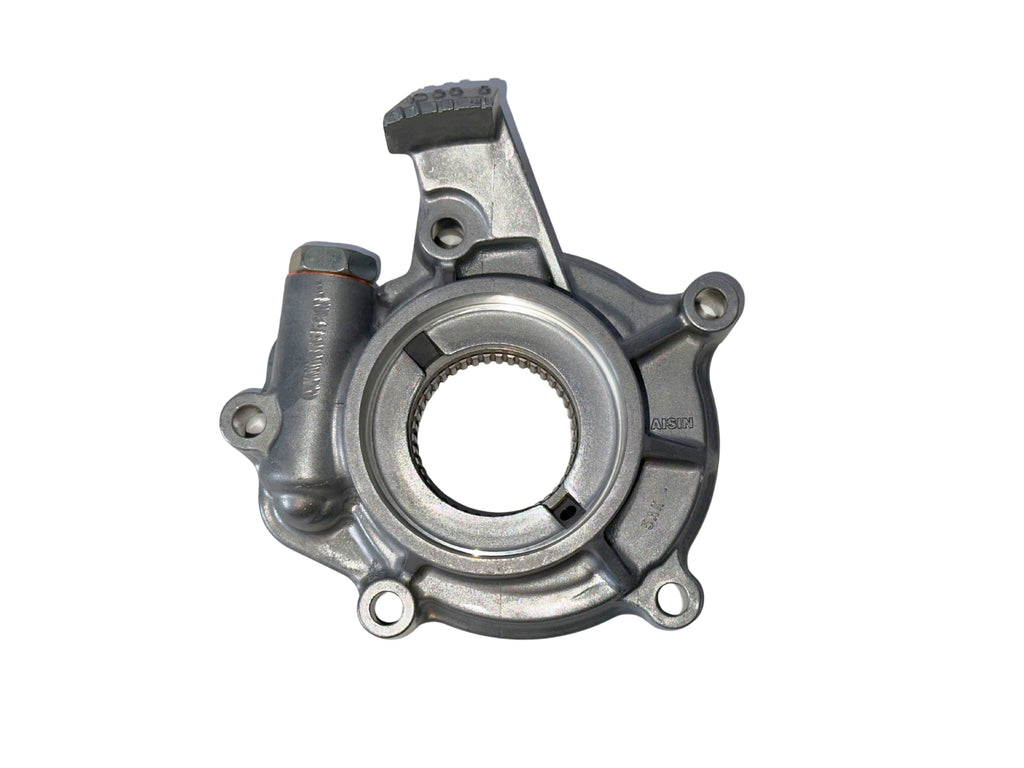 Metal mechanical oil pump on a white background.