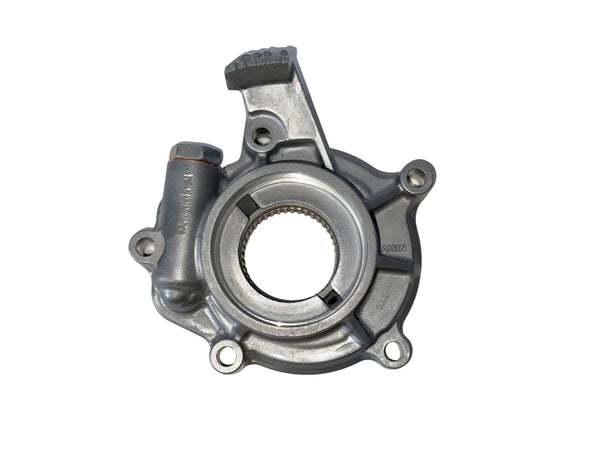 Metal mechanical oil pump on a white background.