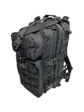 Black tactical backpack on a white background