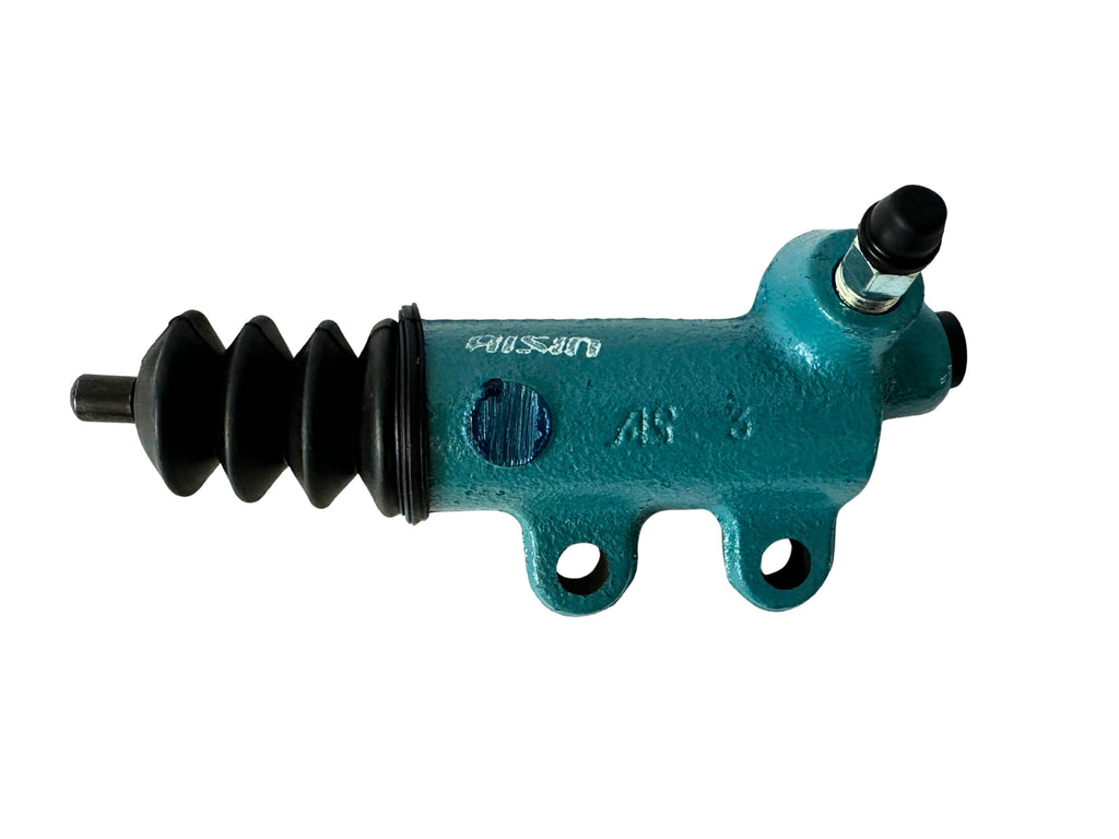 Teal colored clutch slave cylinder on a white background