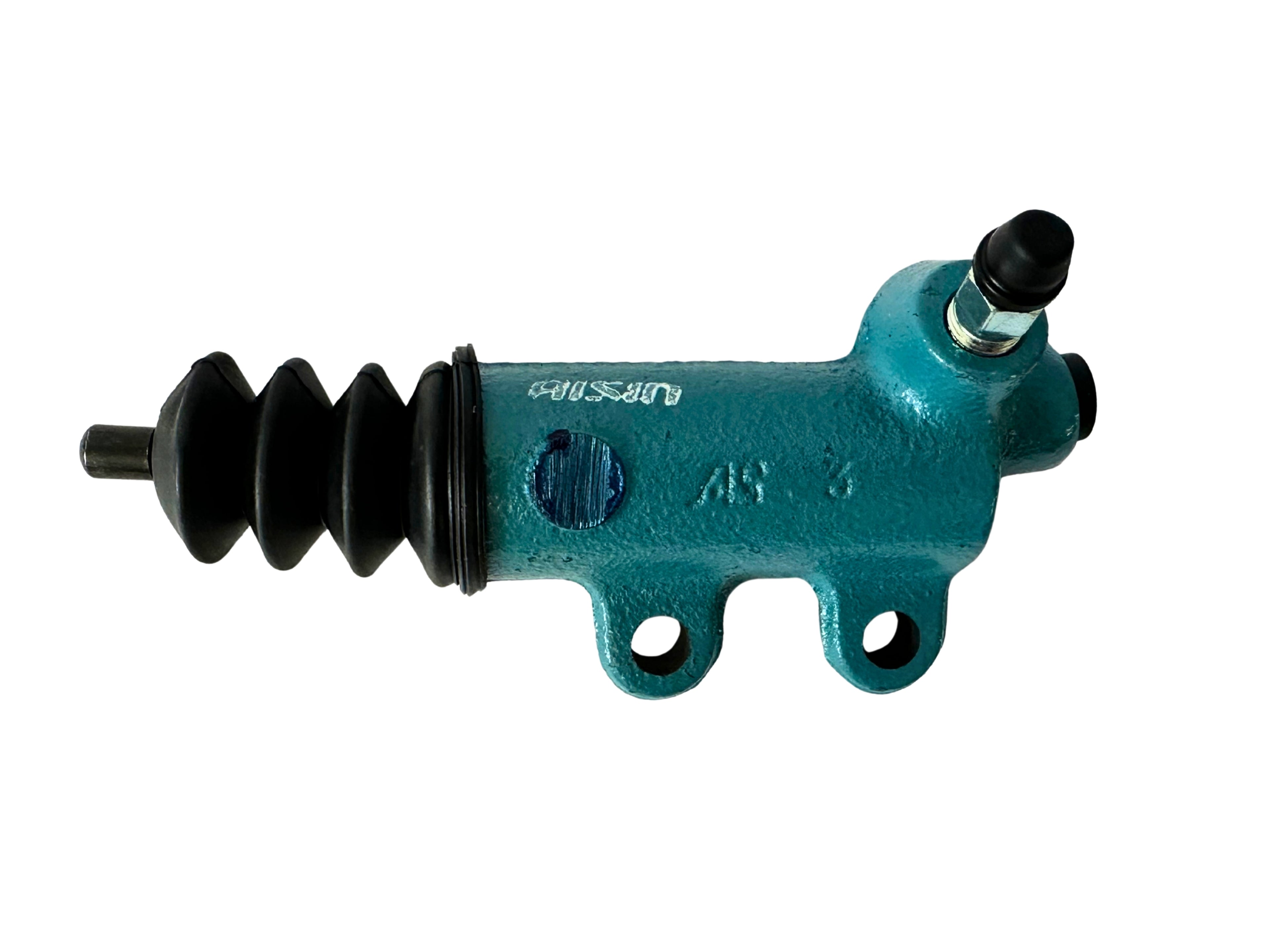 Teal colored clutch slave cylinder on a white background