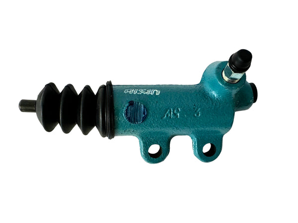 Teal colored clutch slave cylinder on a white background