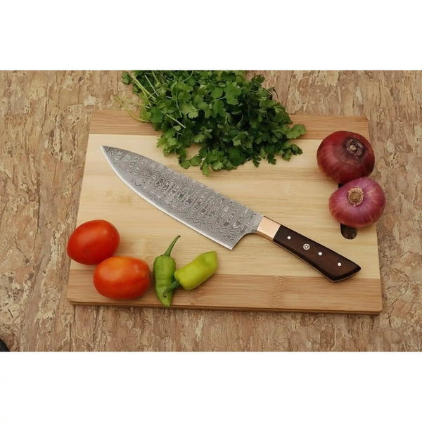Pattern-Welded Damascus Japanese Gyuto 8-Inch Chef Knife