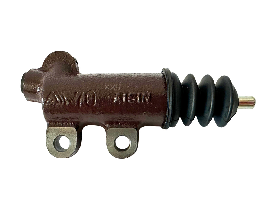 A mechanical clutch Slave Cylinder for 1981-1991 Toyota pickup and 4Runner 1984-1991 that’s brown colored on a white background 