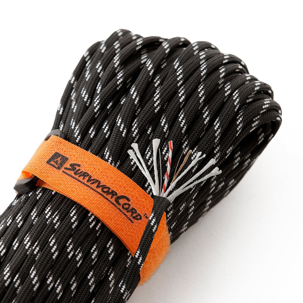 Bundled para cord on a white background