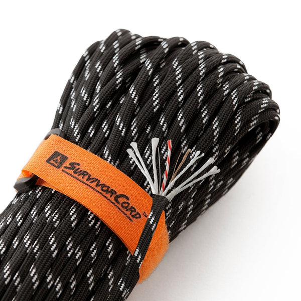 Bundled para cord on a white background