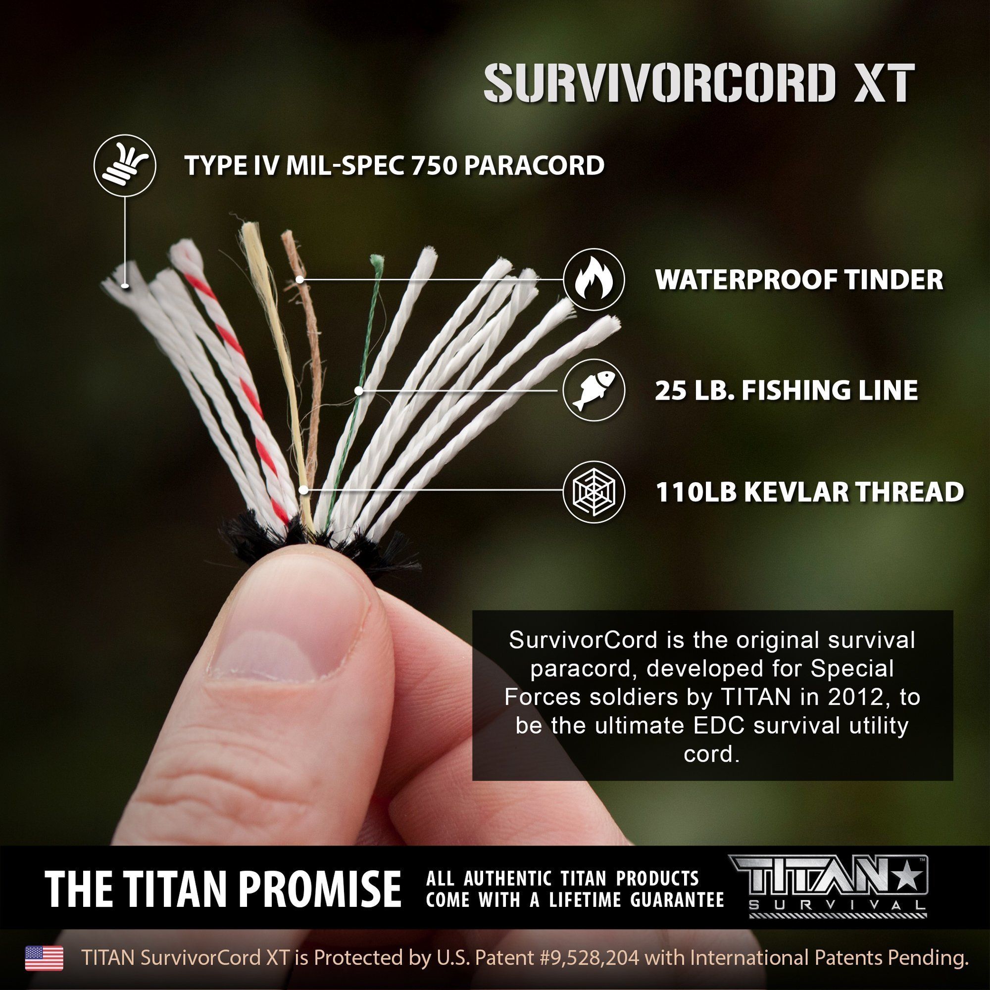 SurvivorCord XT Paracord (USA) 100 FOOT