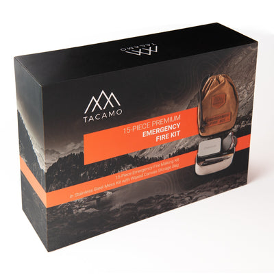 Tacamo 15-piece premium emergency fire kit packaging on a white background